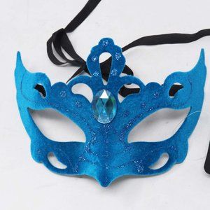 Venetian Velvet Teal Rhinestone Eye Mask